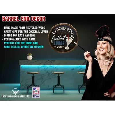 'Cocktail Lounge' Personalized Quarter Barrel Sign