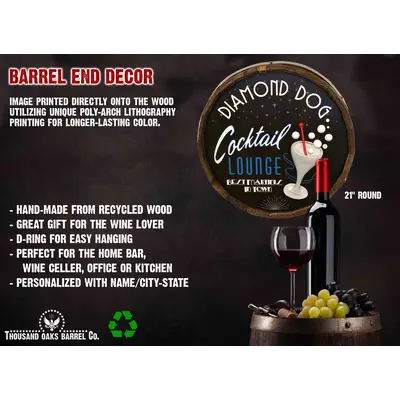 'Cocktail Lounge' Personalized Quarter Barrel Sign