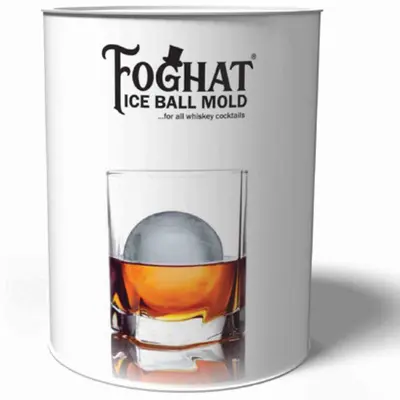 Foghat Ice Ball Mold packaging showing a whiskey glass with a jumbo ice sphere