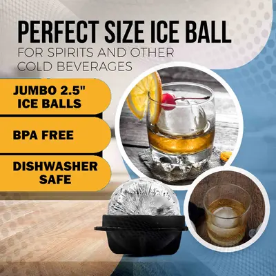 Foghat jumbo 2.5 inch ice ball mold BPA-free and dishwasher safe for cocktails and spirits