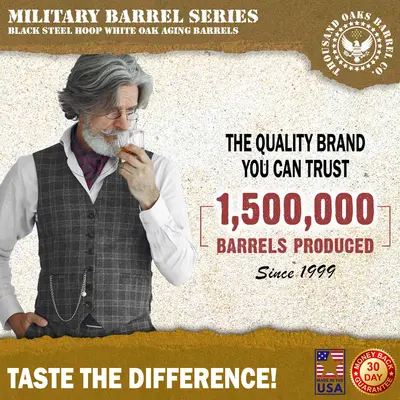 Air Force engraved small format aging barrel designed for home distilling, wine making and cocktail infusion.