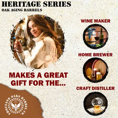Heritage Series oak aging barrels make a great gift for wine makers, home brewers, and craft distillers