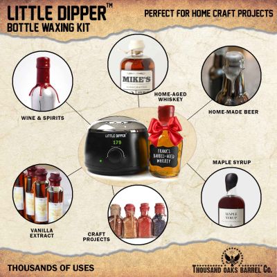 Little Dipper Bottle Waxing Kit used for home-aged whiskey, wine, beer, maple syrup, and craft projects.