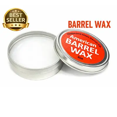 American Barrel Wax 2 oz tin with open silver container and red labeled lid displayed on white background with Best Seller badge and Barrel Wax text.