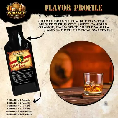 Créole Orange Rhum flavor profile showing citrus zest sweet orange vanilla spice and smooth tropical finish
