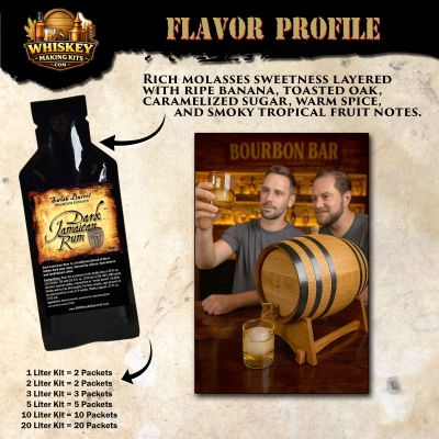 Dark Jamaican Rum flavor profile showing rich molasses sweetness with banana, toasted oak and caramel notes.