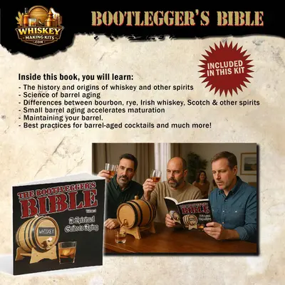 Bootlegger’s Bible whiskey aging guide covering the history of spirits, barrel aging science, bourbon, rye, Irish whiskey, Scotch, barrel care and barrel-aged cocktails.