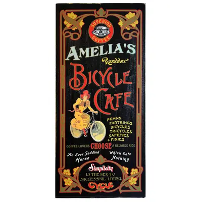 'Bicycle Cafe'  Personalized Plank Sign (7088)