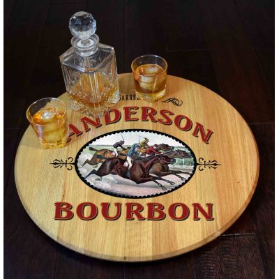 'Derby Bourbon' Personalized Barrel Head Lazy Susan (B476)