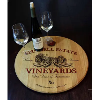 'Wine Vineyard' Personalized Barrel Head Lazy Susan (B526)