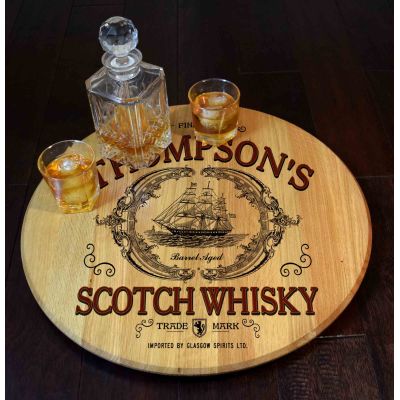 'Scotch Whisky' Personalized Barrel Head Lazy Susan (B548)