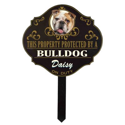Personalized Protected by 'Bulldog' sign (wolf4)  Wulfsburg Sign