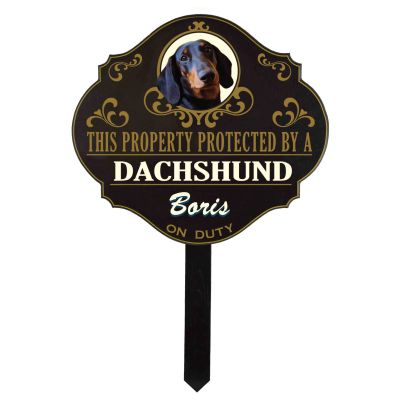 Personalized Protected by 'Dachshund' sign (wulf6) Wulfsburg Sign