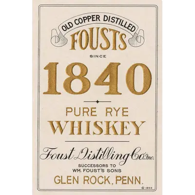 Fousts 1840 Pure Rye Whiskey