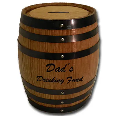 'Drinking Fund' Mini Oak Barrel Bank
