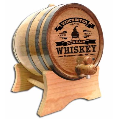 'Copper Pot Whiskey' Personalized Oak Barrel (B445)