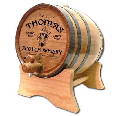 'Bagpiper Scotch Distillery' Personalized Oak Barrel (P9)