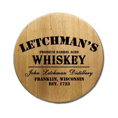 'Whiskey Design' Personalized Oak Barrel Head Sign (P5)