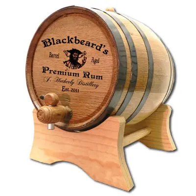 'Blackbeard Distillery' Personalized Oak Barrel (P3)