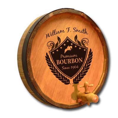 'Bourbon Horse Crest' Personalized Quarter Barrel Sign (QB404)