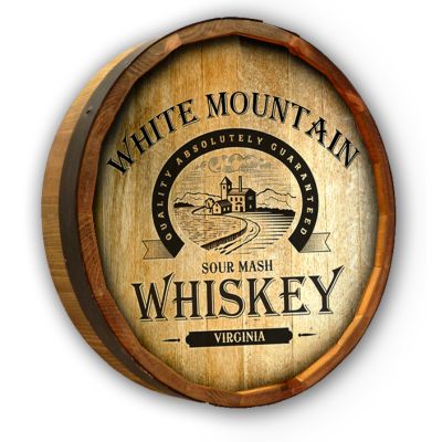 'White Mountain Whiskey' Personalized Quarter Barrel Sign (C19)