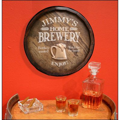 'Home Brewery' Personalized Quarter Barrel Sign (QBX_1)