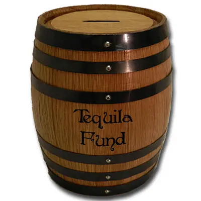 'Tequila Fund' Mini Oak Barrel Bank