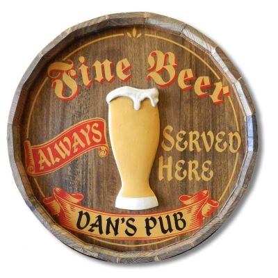 'Fine Beer' Personalized Quarter Barrel Sign (QBX36)