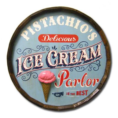 'Ice Cream Parlor' Personalized Quarter Barrel Sign