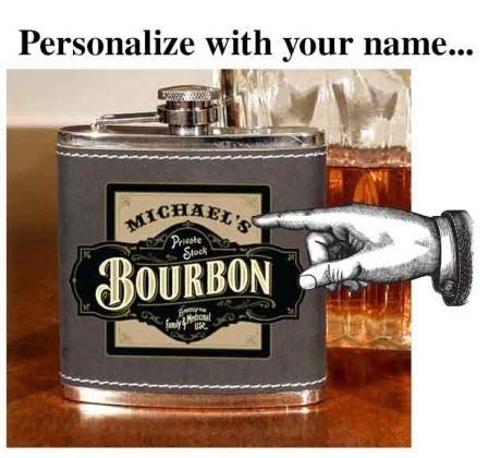 'Private Stock Bourbon'  Personalized Leather Flask B805