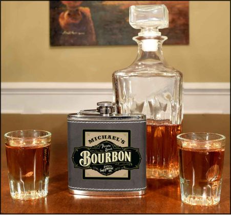 'Private Stock Bourbon'  Personalized Leather Flask B805