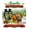 Absynthe Barrel Aging Kit with oak barrel, Green Fairy essence packets, herbal botanicals, and absinthe style glass filled with vibrant green spirit.