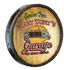 Angled profile of custom wooden garage barrel end sign showing 3 inch dimensional depth and rustic wood rim.