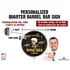 Handmade quarter barrel wine bar sign with Marcelle’s Wine Bar & Bistro design on wood barrel end personalization map