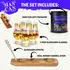 Man Can Whiskey Flight Set contents including gift can packaging, three Glencairn Wee tasting glasses, pipette and authentic barrel stave board.
