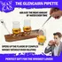 Close-up of Glencairn pipette adding water to whiskey glass on real Scotch barrel stave flight board to enhance aroma and flavor.