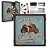 Custom vintage motorcycle garage dartboard cabinet with personalized name, pin-up biker artwork, and full dart set included