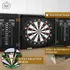 Interior view of dartboard cabinet with magnetic door lock, steel reinforced corners, and steel crafted darts for durability