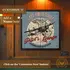 Personalized Pilot’s Lounge dartboard cabinet mounted on wood wall with custom name option and vintage airplane aviation design