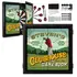 Custom golf dartboard cabinet set with personalized name design, open doors, darts, and mounting hardware included