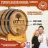 Custom engraved mini oak wine barrel with personalized name and city state vineyard design.