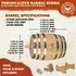 Size chart comparison chart of mini oak wine aging barrels from 1 liter to 5 gallon options.
