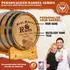 Personalized mini oak barrel engraved with pirate rum design showing custom name, distillery and year for home whiskey aging.