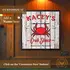 Custom Crab Shack dartboard cabinet mounted on wood wall with personalized name option and red crab nautical design, inspired by Ocean City Maryland beach decor.