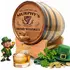 Personalized Irish whiskey mini oak aging barrel made from American white oak with black steel hoops and custom engraving