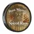 Russ Mann’s Spiced Rum handmade 20–21 inch quarter barrel sign showing 3D depth and wooden barrel rim detail.