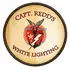 Custom Capt Redd’s White Lightning 20–21 inch quarter barrel sign with anchor and lightning bolt graphic on rustic wood background.