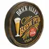 Charlie’s Brew Pub handmade quarter barrel sign showing angled 3D depth and raised beer glass relief.