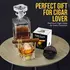 Cigar whiskey glass gift set with premium packaging, decanter and ice sphere mold for men.