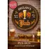 Handmade quarter barrel pub sign displayed in luxury home bar setting with warm lighting